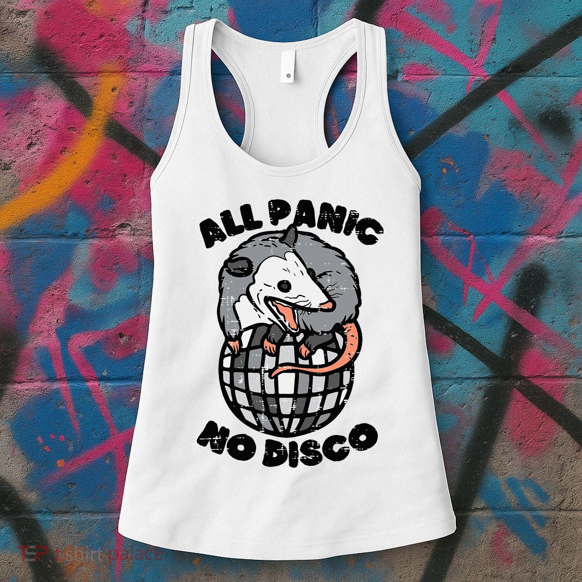 Opossum All Panic No Disco Funny Possum Scream Women's Tank Top
