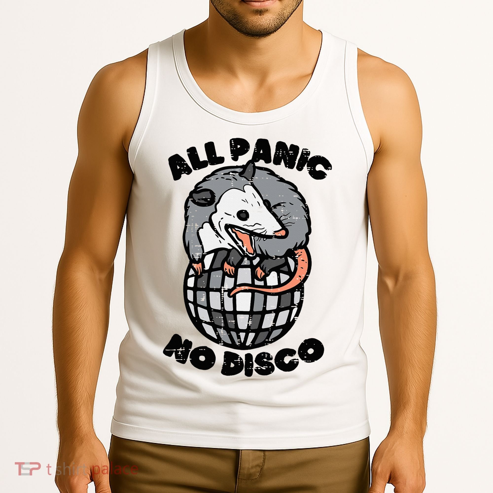 Opossum All Panic No Disco Funny Possum Scream Tank Top