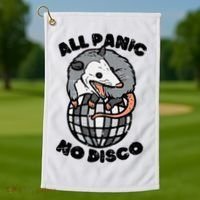 Opossum All Panic No Disco Funny Possum Scream Golf Towel thumb 1