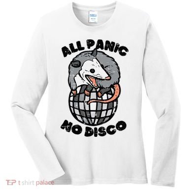 Opossum All Panic No Disco Funny Possum Scream Women's Long Sleeve Shirt