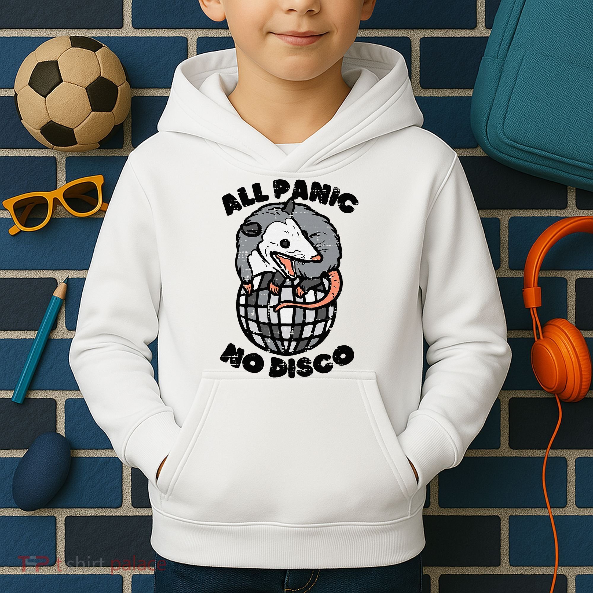 Opossum All Panic No Disco Funny Possum Scream Kids Hoodie