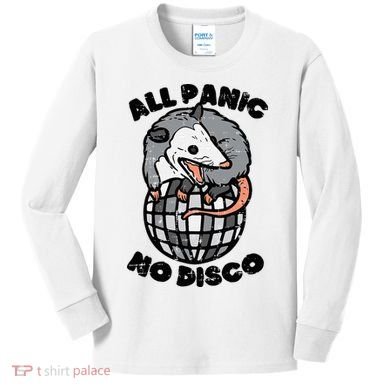 Opossum All Panic No Disco Funny Possum Scream Kids Long Sleeve Shirt