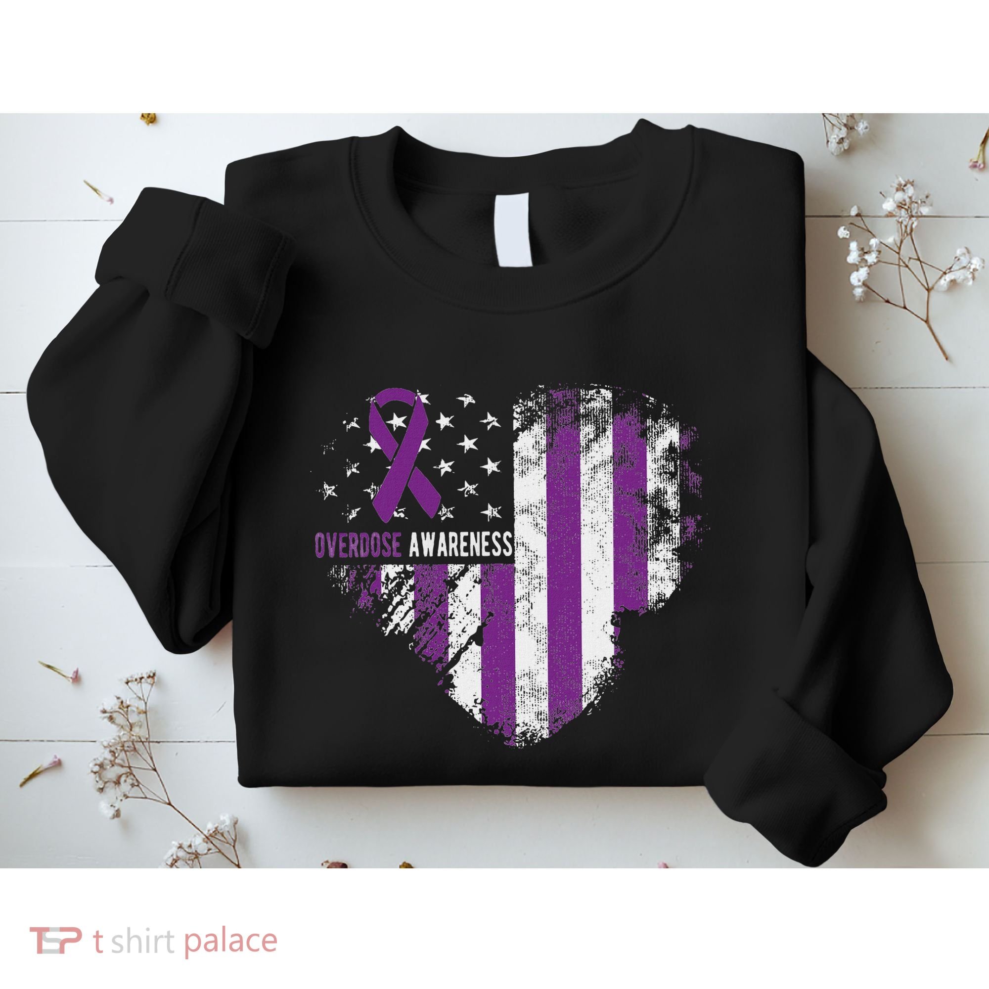 Overdose Awareness Purple Ribbon Drug Addiction Sweatshirt