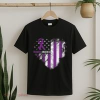 Overdose Awareness Purple Ribbon Drug Addiction T-Shirt thumb 2