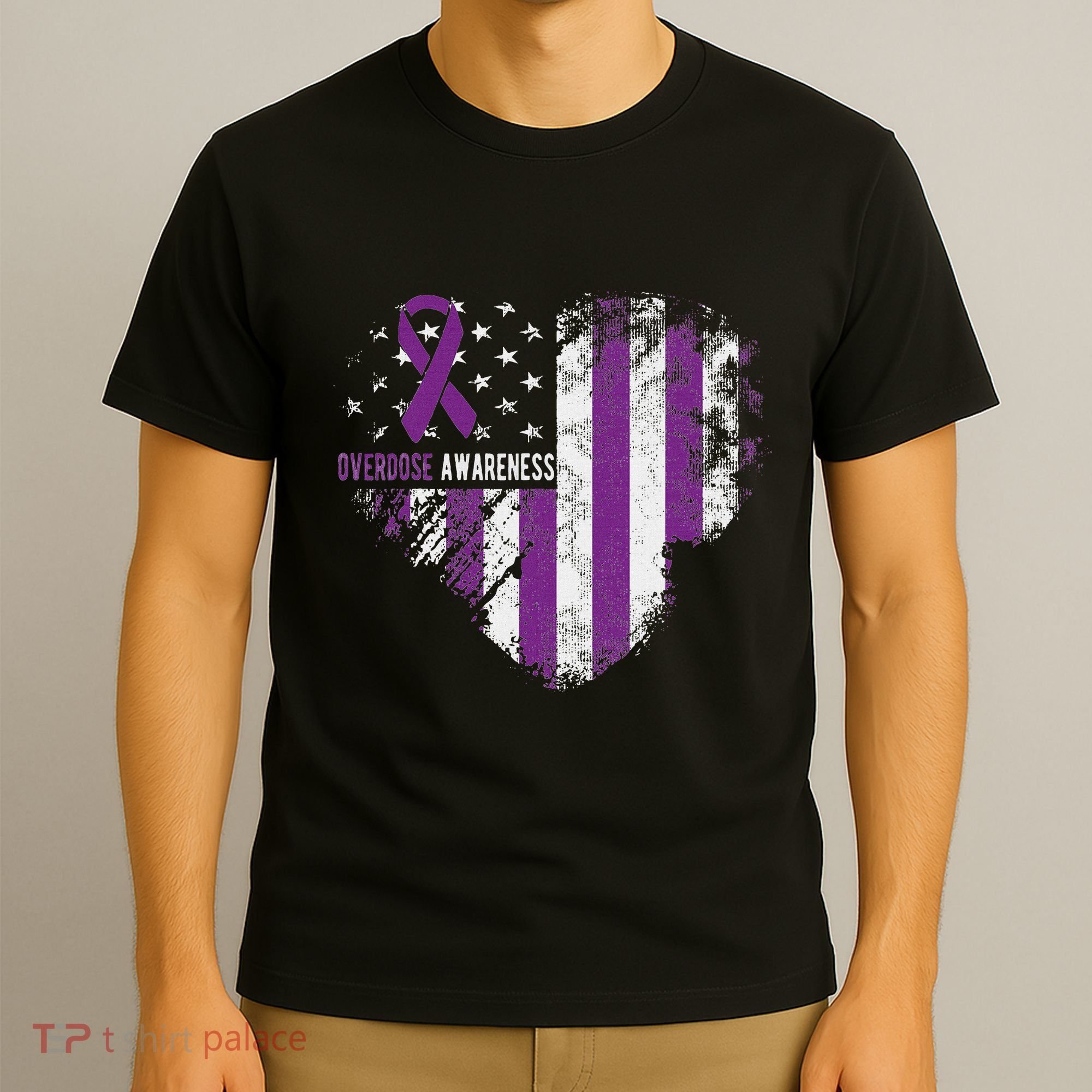 Overdose Awareness Purple Ribbon Drug Addiction T-Shirt