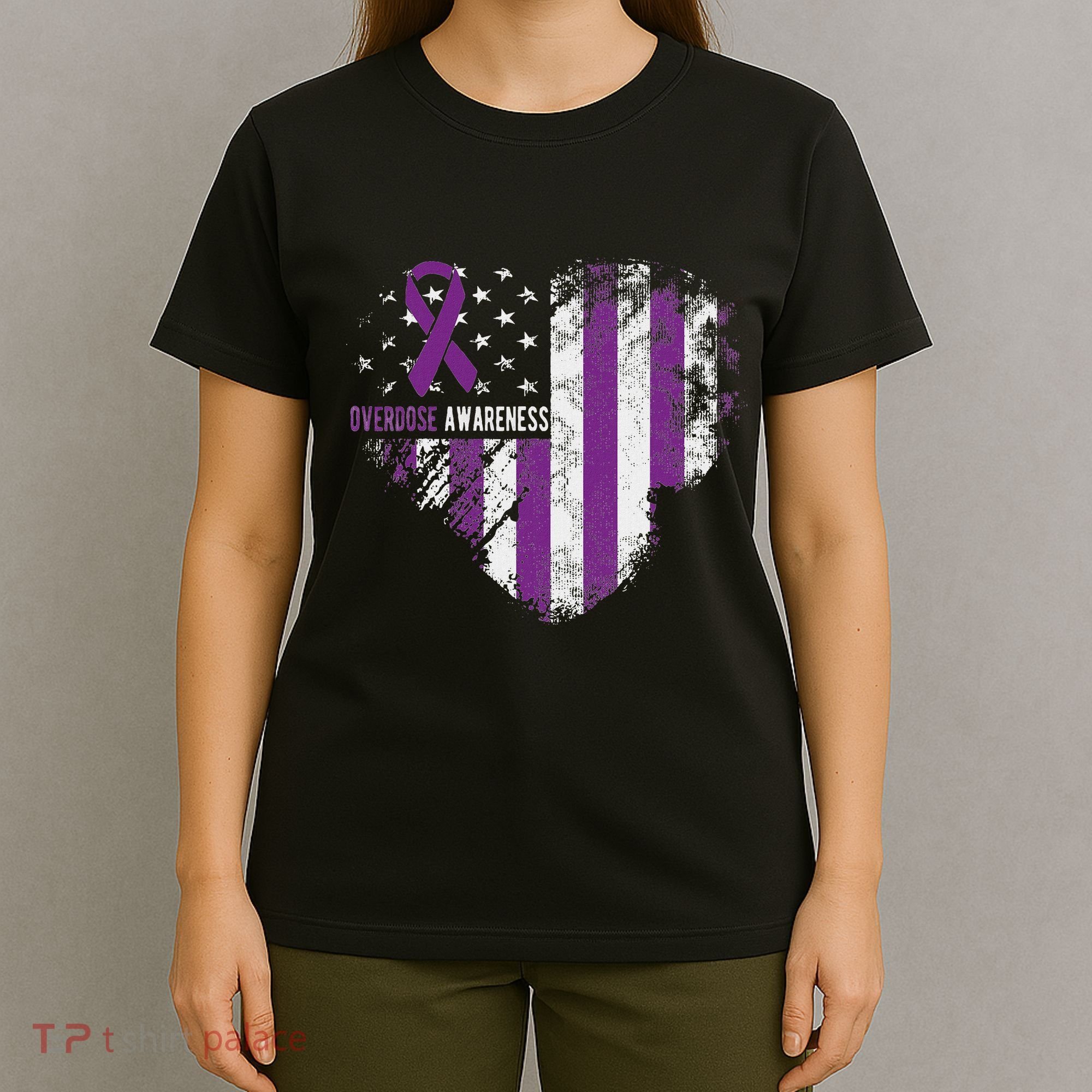 Overdose Awareness Purple Ribbon Drug Addiction T-Shirt