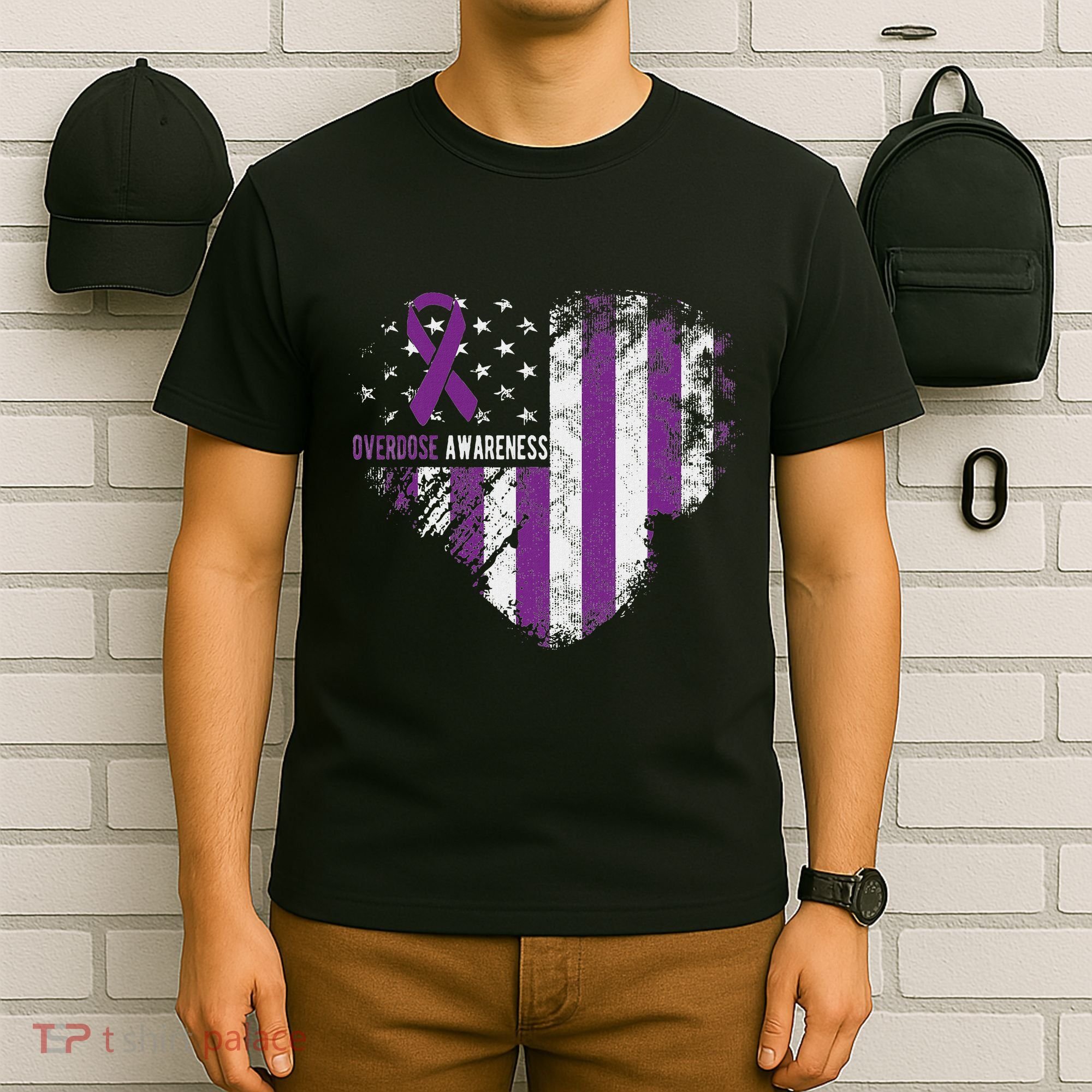 Overdose Awareness Purple Ribbon Drug Addiction T-Shirt