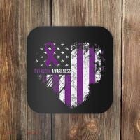 Overdose Awareness Purple Ribbon Drug Addiction Coaster thumb 0