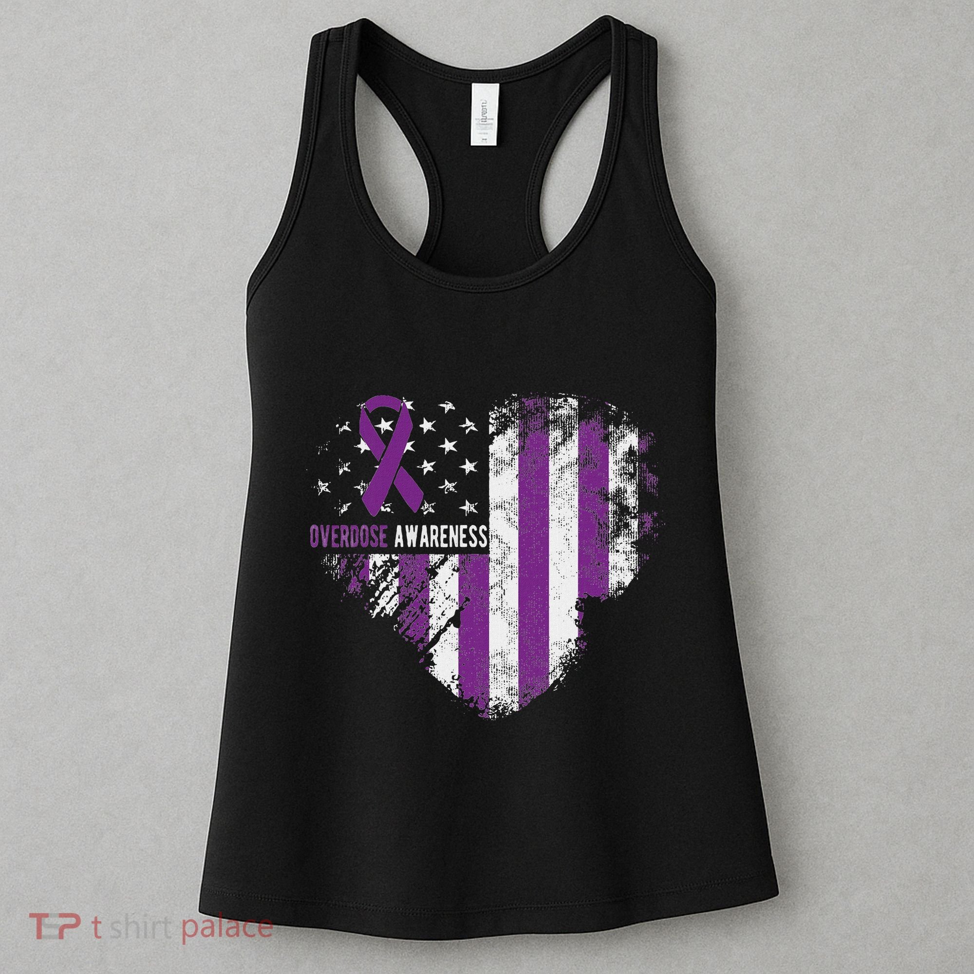 Overdose Awareness Purple Ribbon Drug Addiction Women's Tank Top