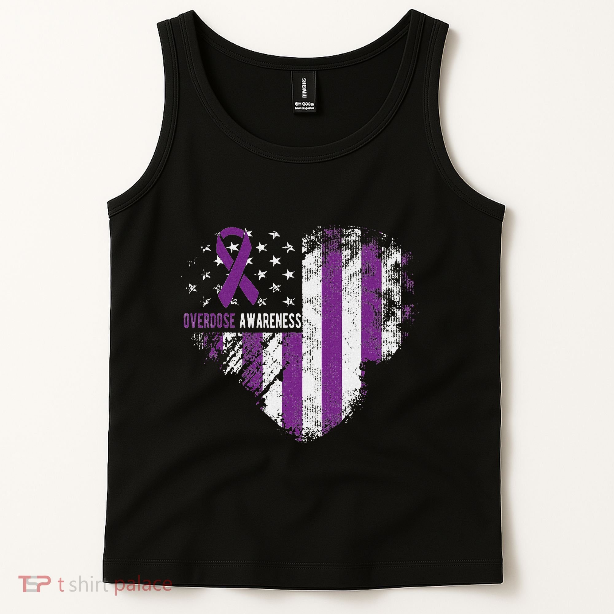 Overdose Awareness Purple Ribbon Drug Addiction Tank Top