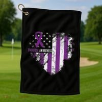 Overdose Awareness Purple Ribbon Drug Addiction Golf Towel thumb 1