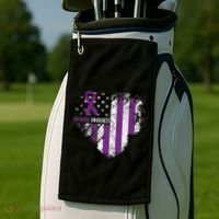 Overdose Awareness Purple Ribbon Drug Addiction Golf Towel thumb 2