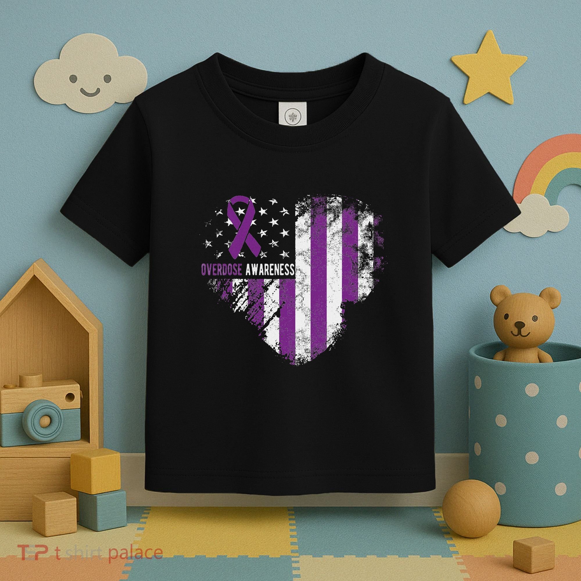 Overdose Awareness Purple Ribbon Drug Addiction Toddler T-Shirt