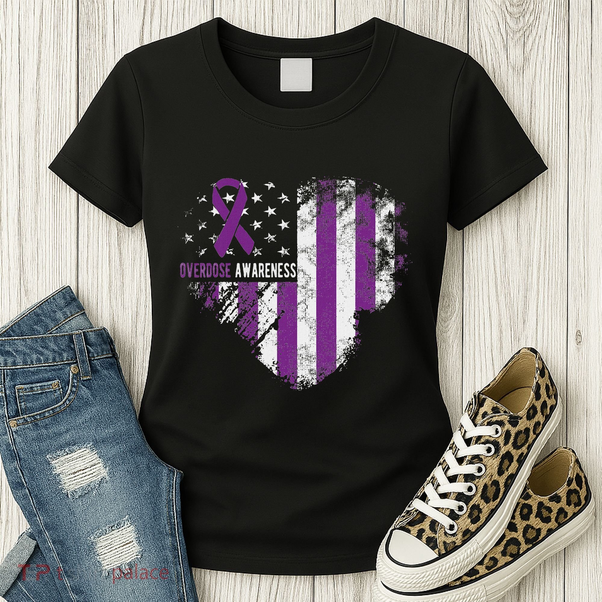 Overdose Awareness Purple Ribbon Drug Addiction Women's T-Shirt