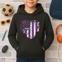 Overdose Awareness Purple Ribbon Drug Addiction Kids Hoodie thumb 2