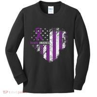 Overdose Awareness Purple Ribbon Drug Addiction Kids Long Sleeve Shirt thumb 0