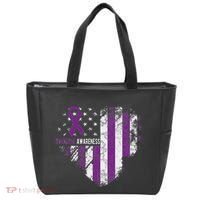 Overdose Awareness Purple Ribbon Drug Addiction Tote Bag thumb 0