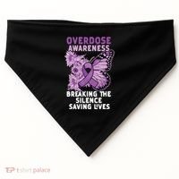 Overdose Awareness Purple Ribbon Drug Addiction USA-Made Doggie Bandana thumb 0