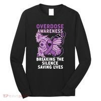 Overdose Awareness Purple Ribbon Drug Addiction Long Sleeve Shirt thumb 0