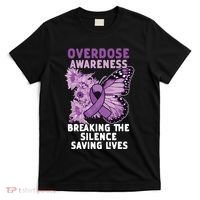 Overdose Awareness Purple Ribbon Drug Addiction T-Shirt thumb 0