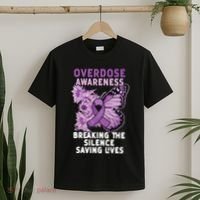 Overdose Awareness Purple Ribbon Drug Addiction T-Shirt thumb 2
