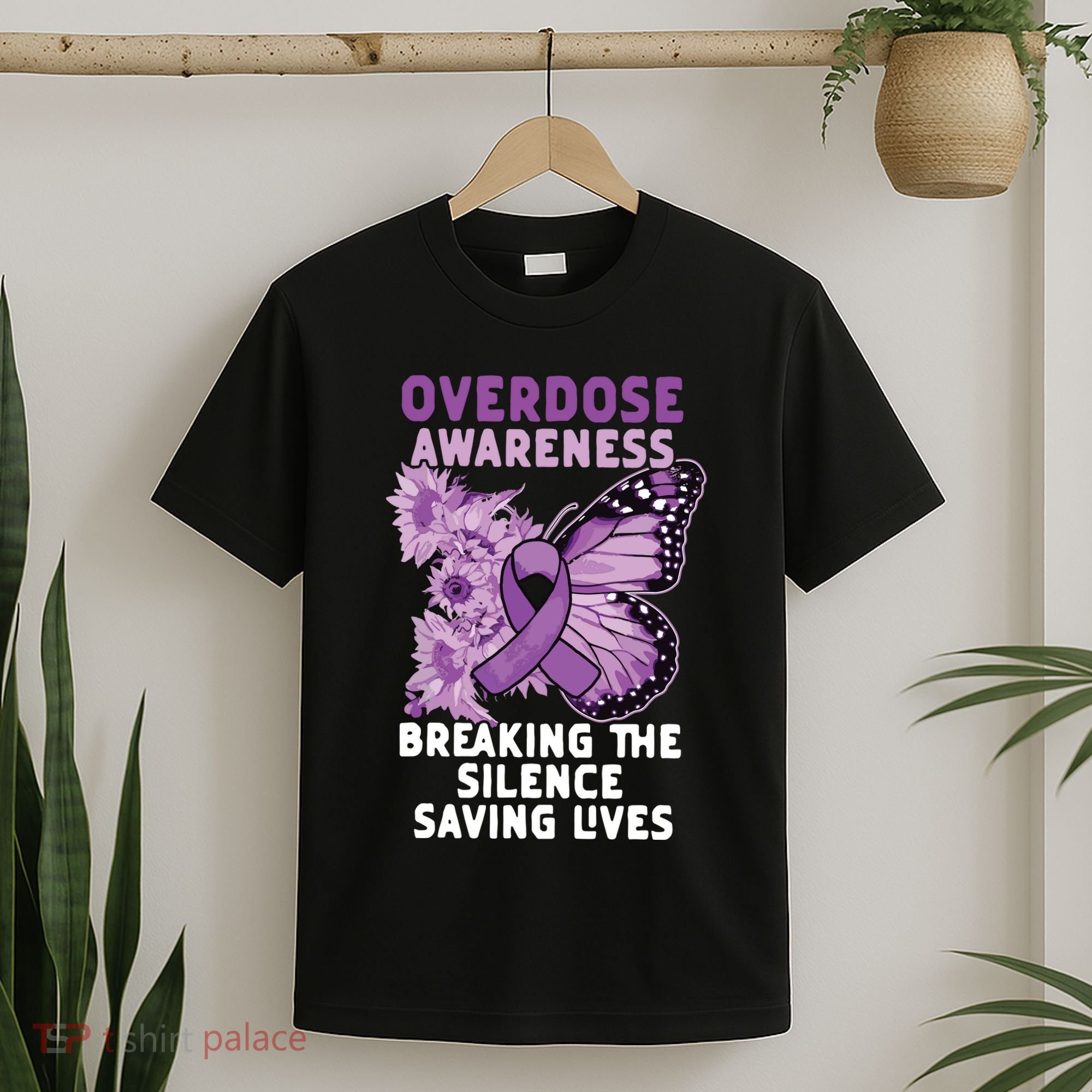 Overdose Awareness Purple Ribbon Drug Addiction T-Shirt