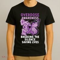 Overdose Awareness Purple Ribbon Drug Addiction T-Shirt thumb 3