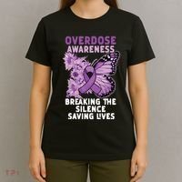 Overdose Awareness Purple Ribbon Drug Addiction T-Shirt thumb 4
