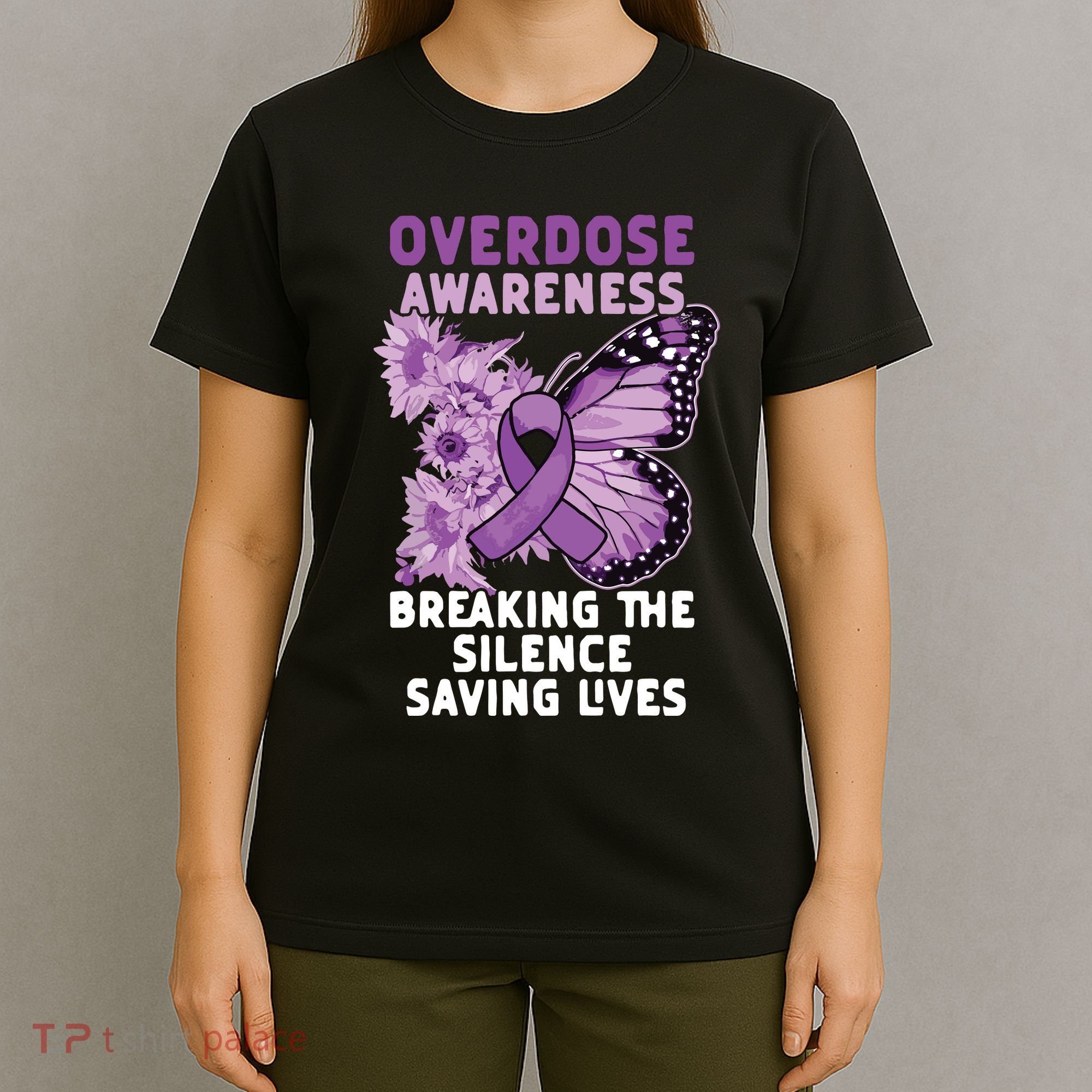 Overdose Awareness Purple Ribbon Drug Addiction T-Shirt