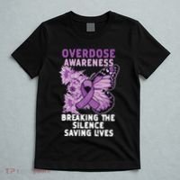 Overdose Awareness Purple Ribbon Drug Addiction T-Shirt thumb 5