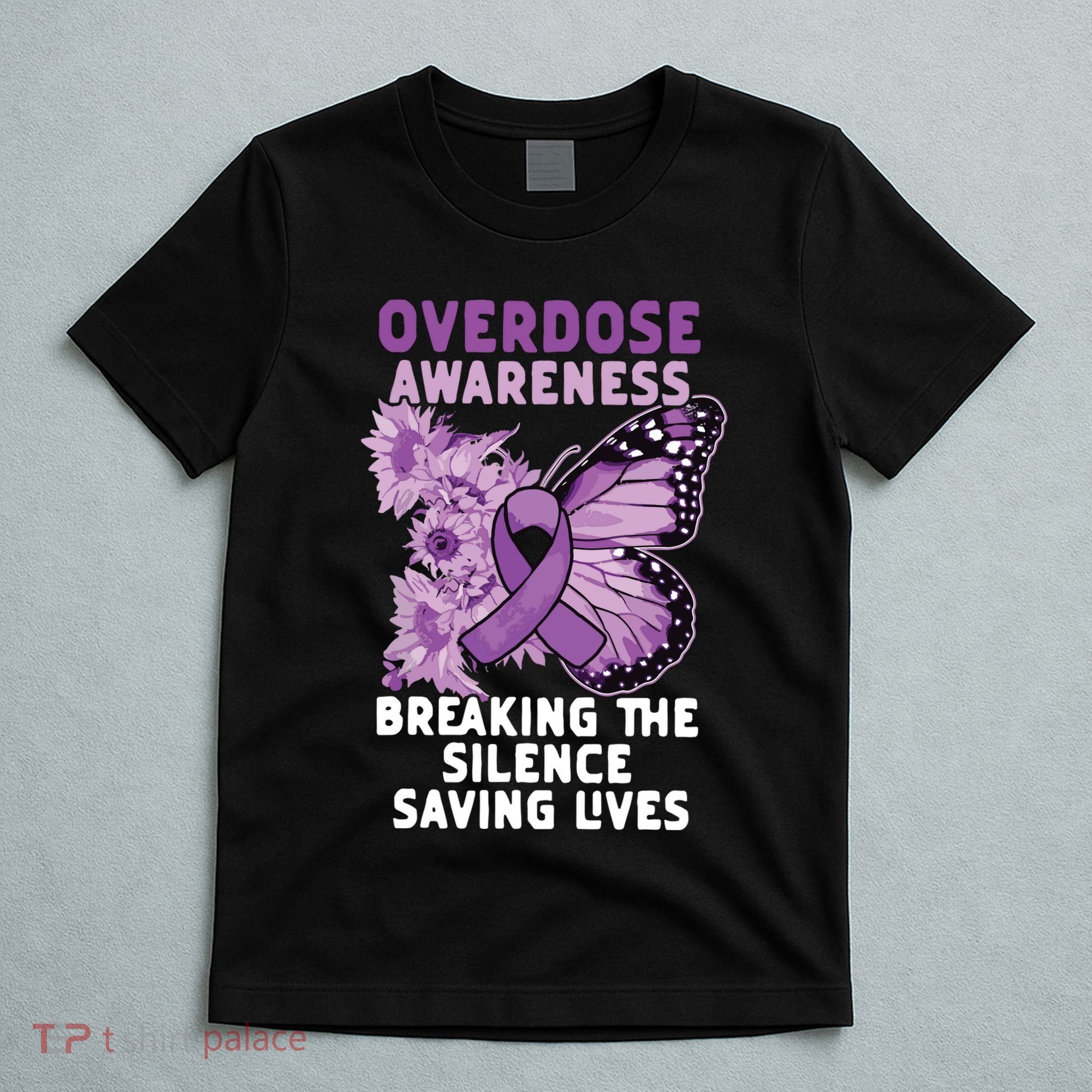 Overdose Awareness Purple Ribbon Drug Addiction T-Shirt