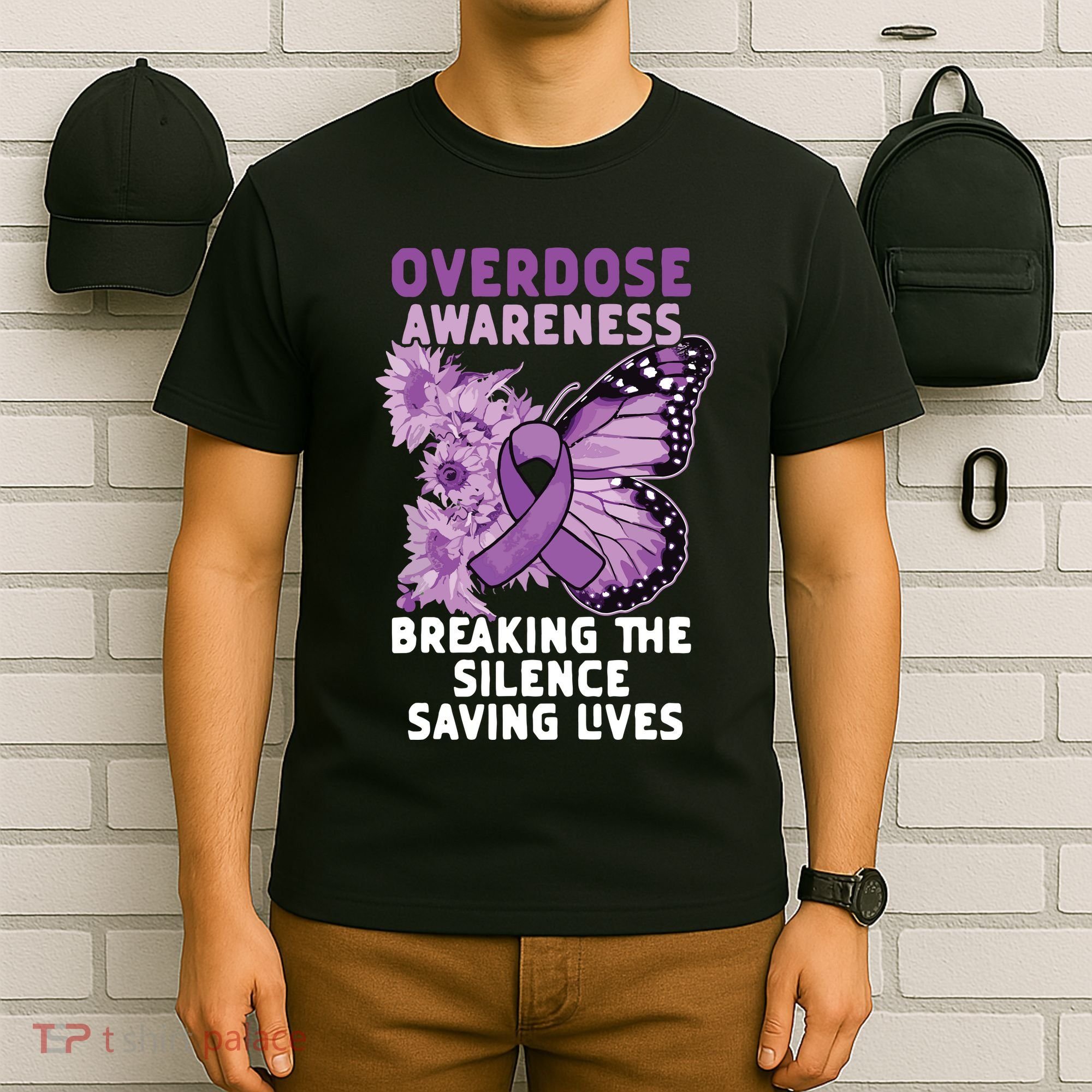 Overdose Awareness Purple Ribbon Drug Addiction T-Shirt