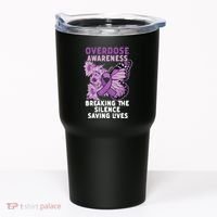 Overdose Awareness Purple Ribbon Drug Addiction Tumbler thumb 0