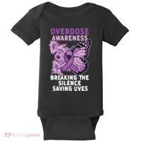 Overdose Awareness Purple Ribbon Drug Addiction Baby Bodysuit thumb 0