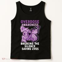 Overdose Awareness Purple Ribbon Drug Addiction Tank Top thumb 2