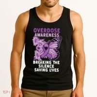 Overdose Awareness Purple Ribbon Drug Addiction Tank Top thumb 3