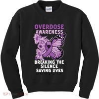 Overdose Awareness Purple Ribbon Drug Addiction Kids Sweatshirt thumb 0