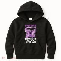 Overdose Awareness Purple Ribbon Drug Addiction Kids Hoodie thumb 0