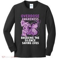 Overdose Awareness Purple Ribbon Drug Addiction Kids Long Sleeve Shirt thumb 0
