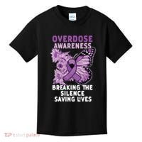 Overdose Awareness Purple Ribbon Drug Addiction Kids T-Shirt thumb 0