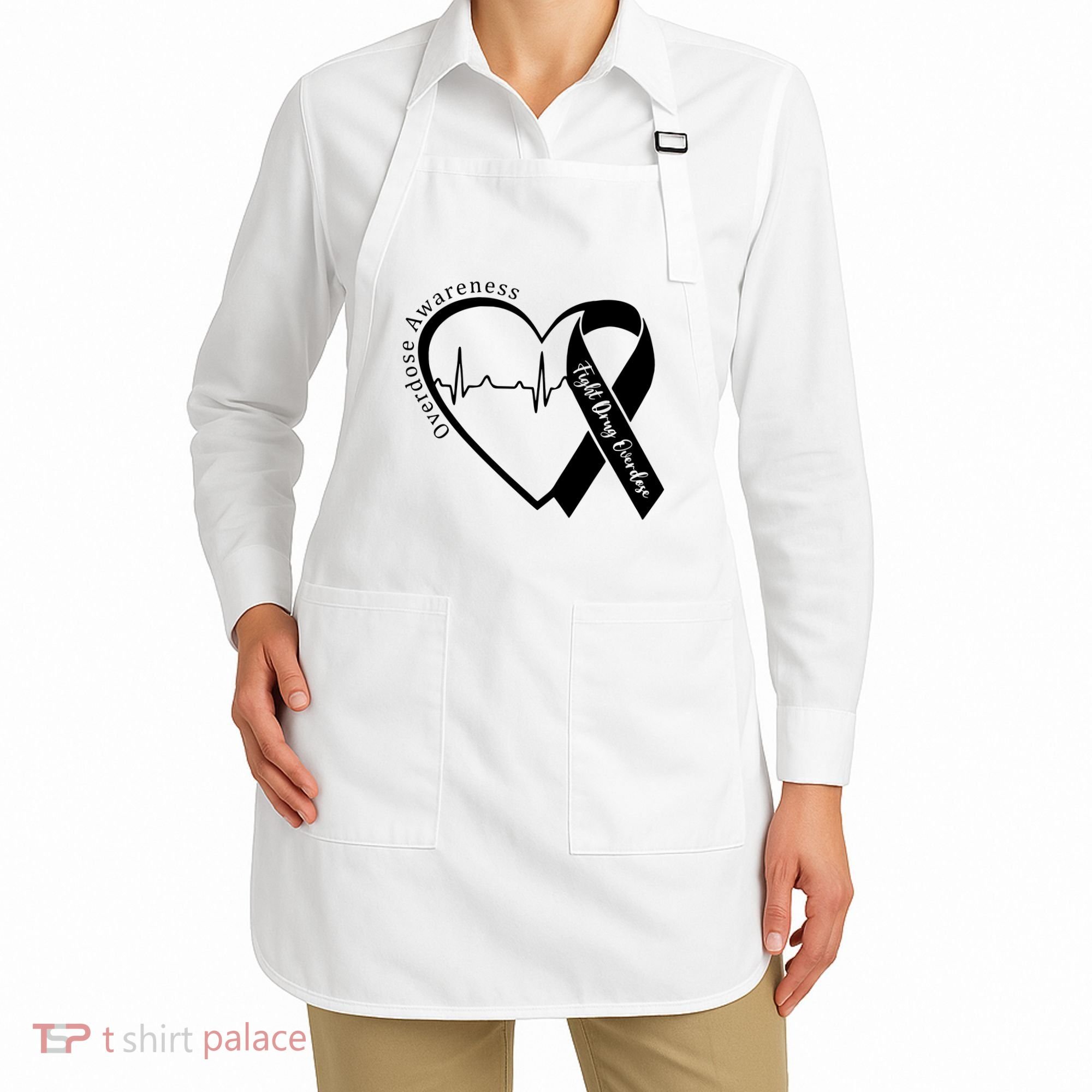 Overdose Awareness Purple Ribbon Drug Addiction Recovery Apron