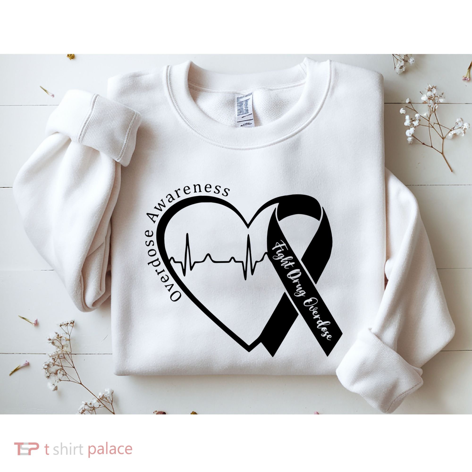 Overdose Awareness Purple Ribbon Drug Addiction Recovery Sweatshirt