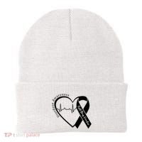 Overdose Awareness Purple Ribbon Drug Addiction Recovery Beanie thumb 0