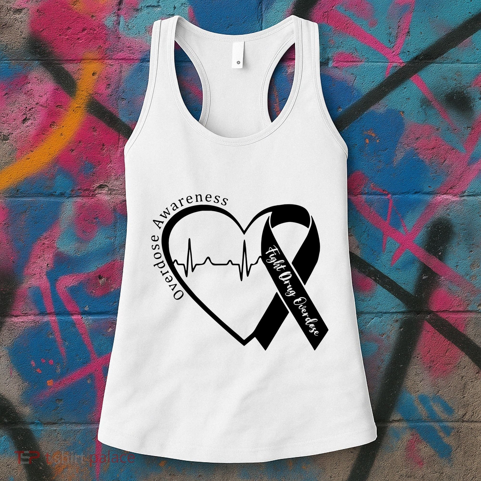 Overdose Awareness Purple Ribbon Drug Addiction Recovery Women's Tank Top