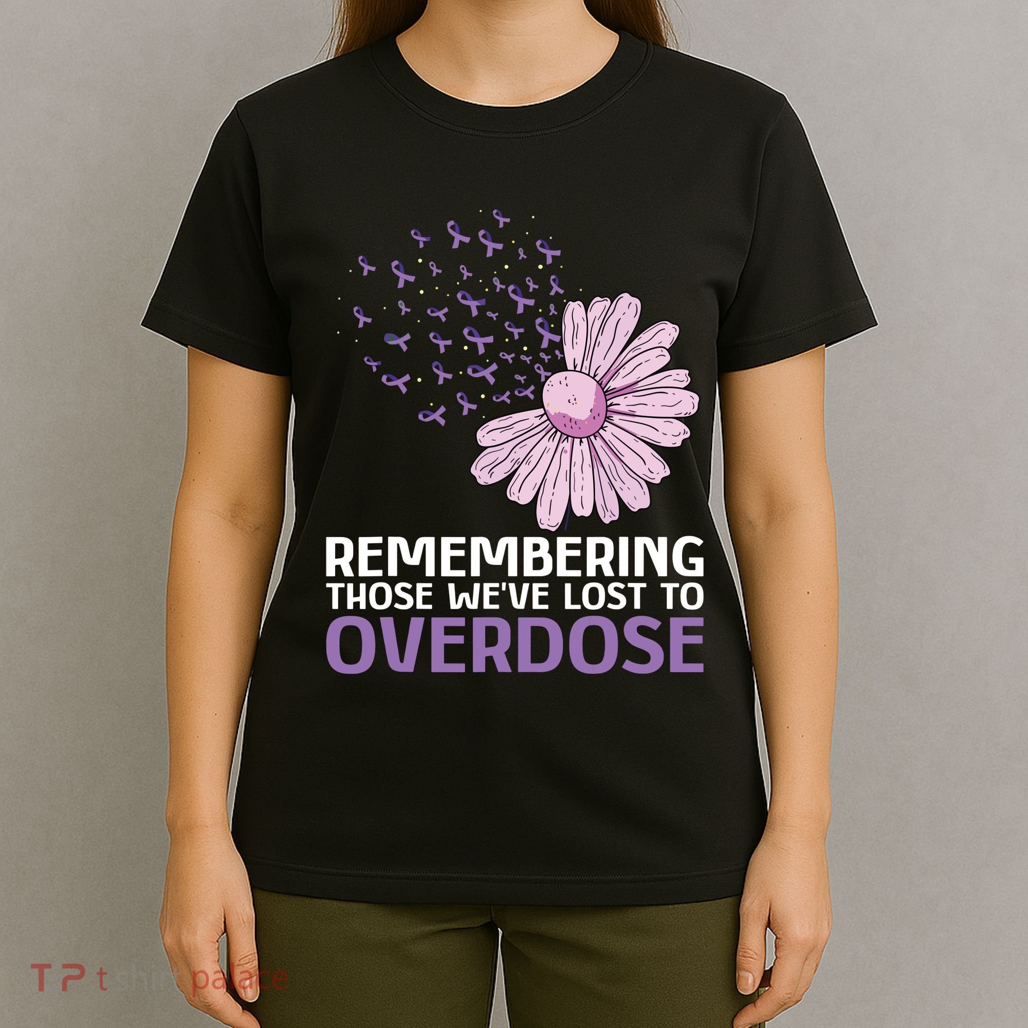 Overdose Awareness Purple Ribbon Drug Addiction Sunflower T-Shirt