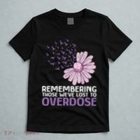 Overdose Awareness Purple Ribbon Drug Addiction Sunflower T-Shirt thumb 5