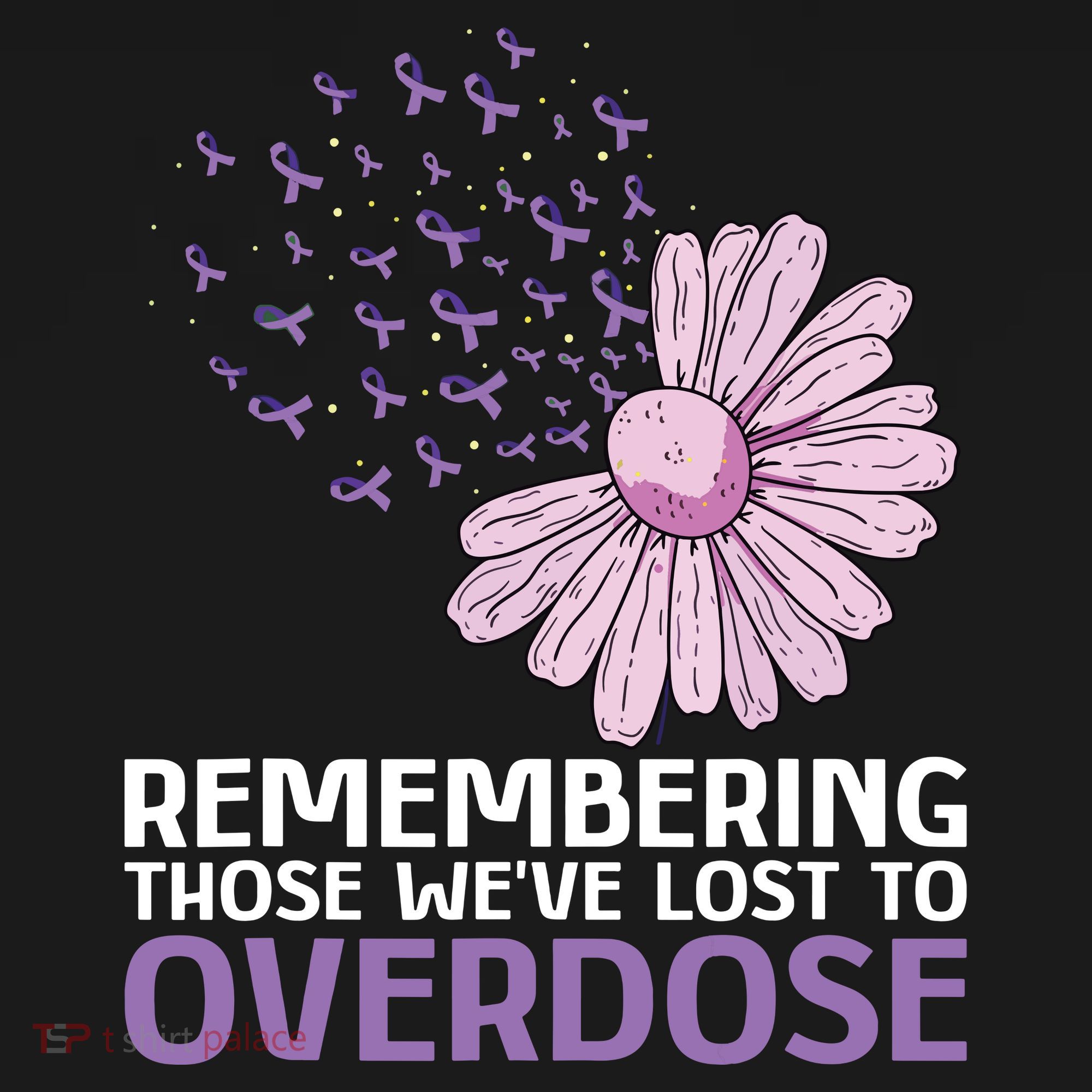 Overdose Awareness Purple Ribbon Drug Addiction Sunflower T-Shirt