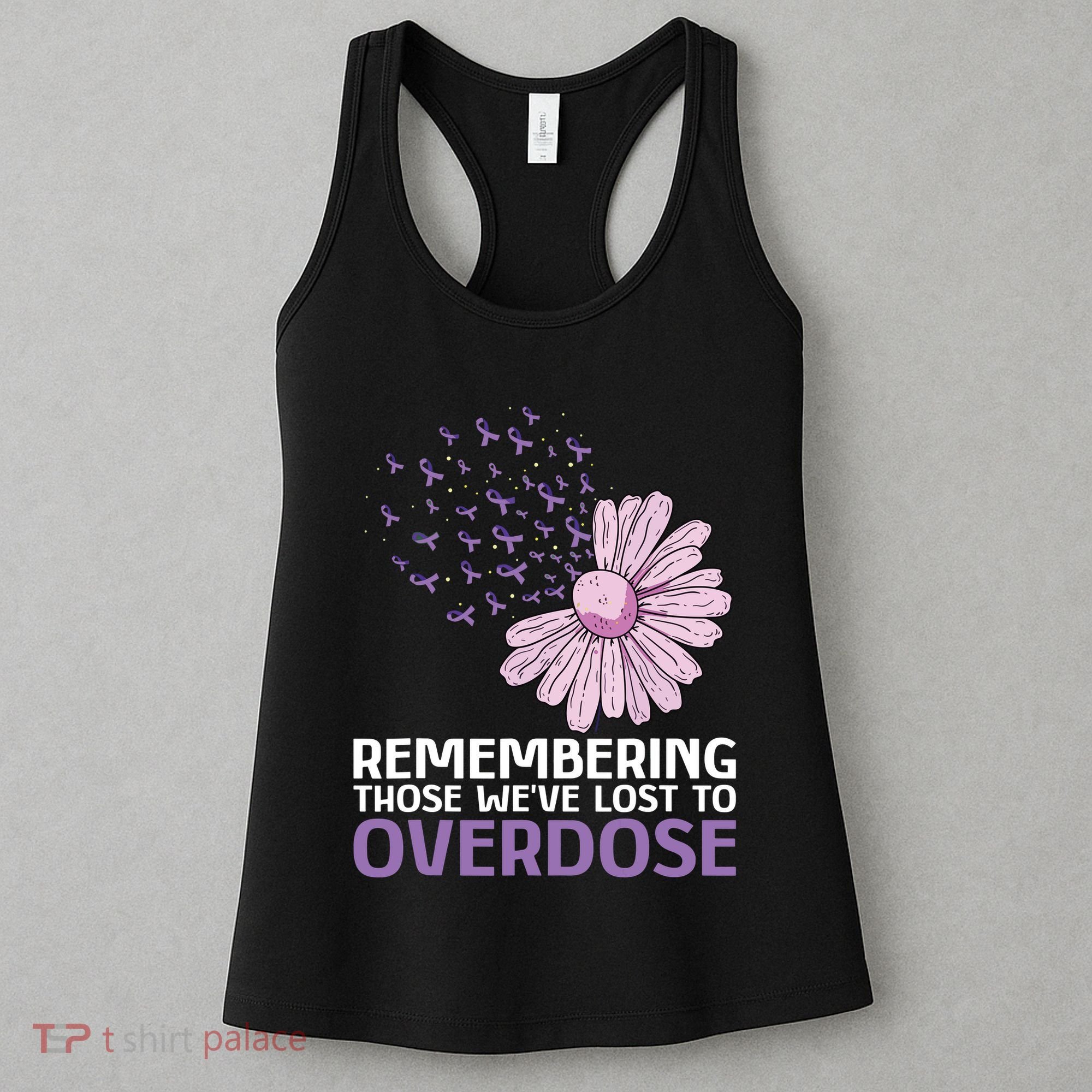 Overdose Awareness Purple Ribbon Drug Addiction Sunflower Women's Tank Top