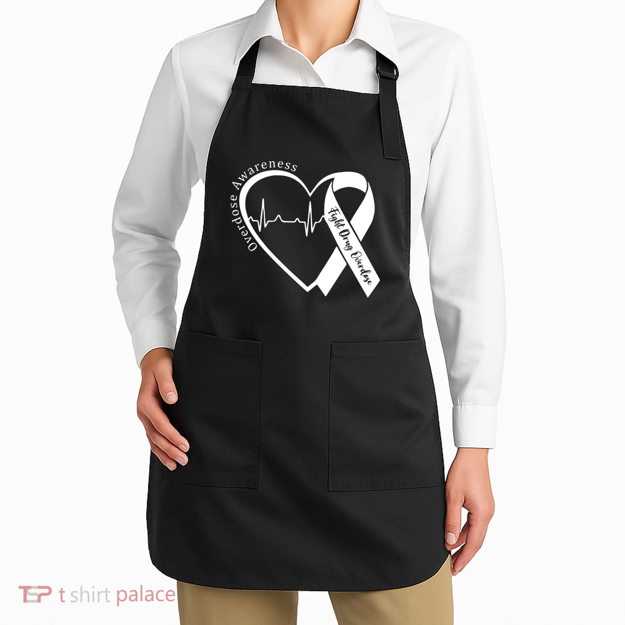 Overdose Awareness Purple Ribbon Drug Addiction Recovery Apron