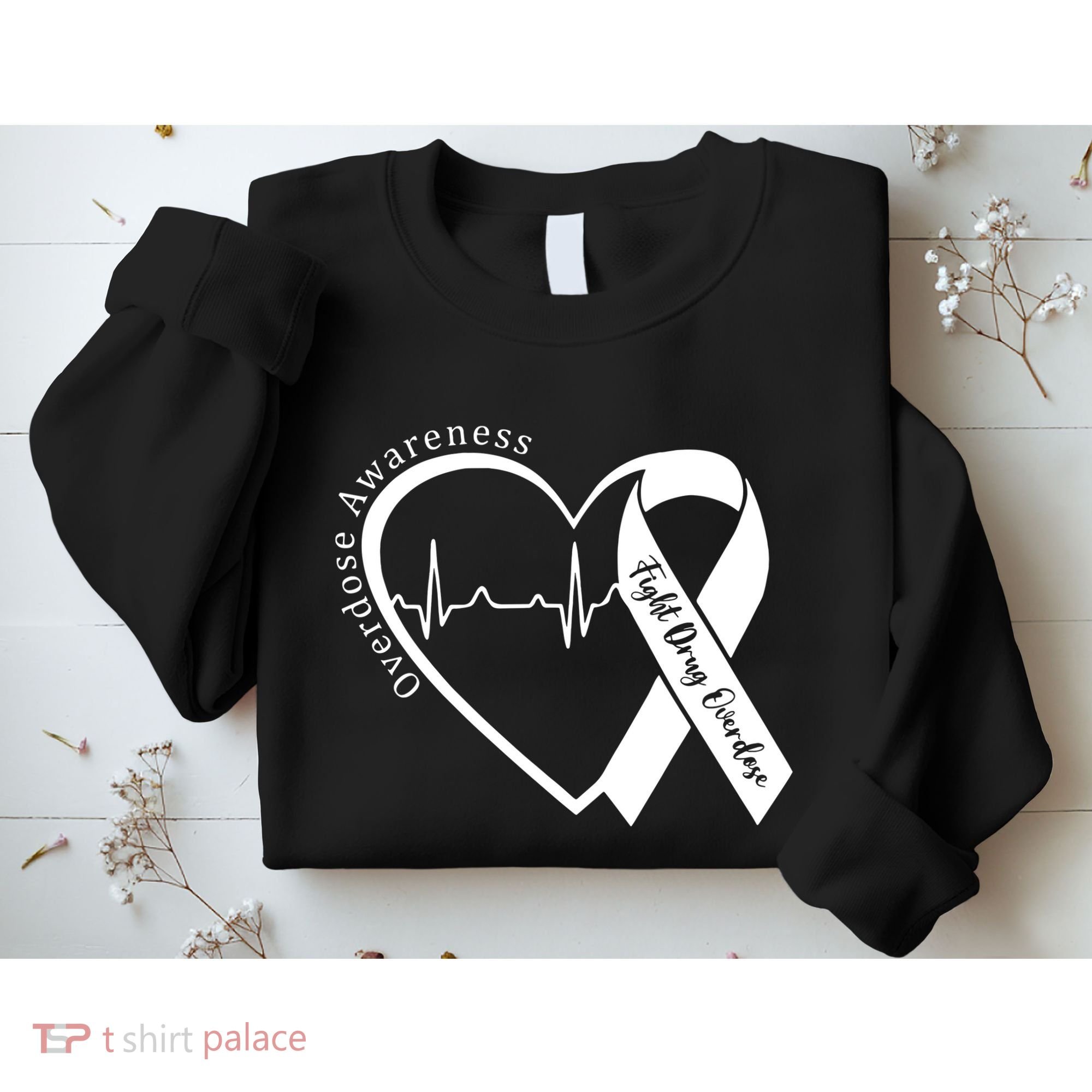Overdose Awareness Purple Ribbon Drug Addiction Recovery Sweatshirt